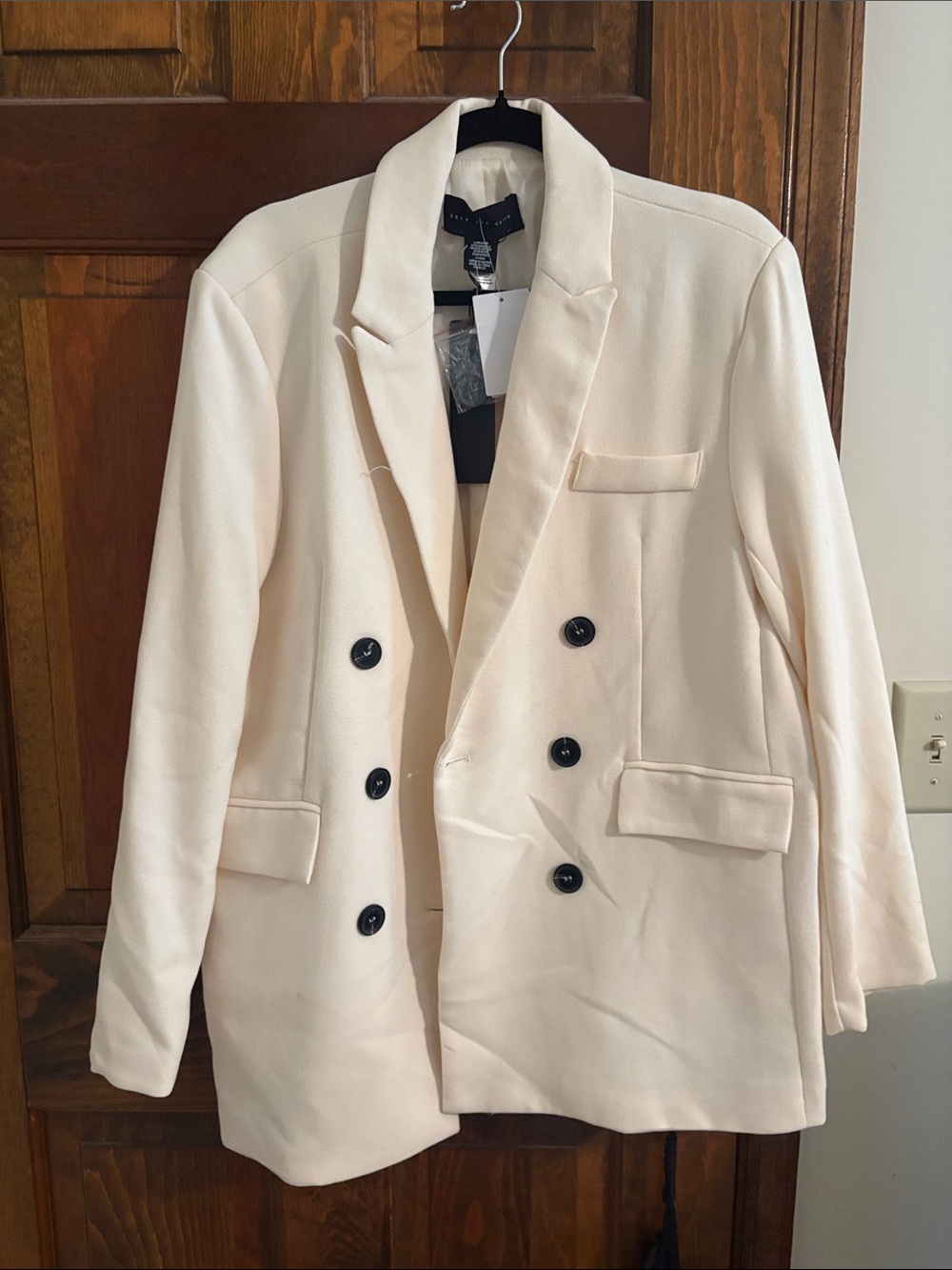 Women's Cream Double-Breasted Blazer Jacket